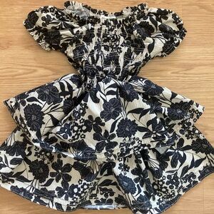 Rabbit & Bear Black and White Floral Kids Casual Dress